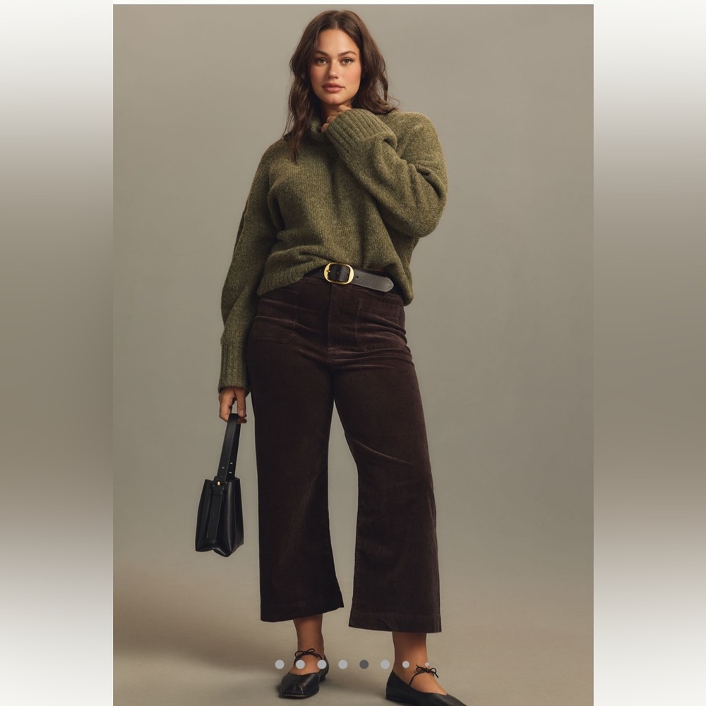 Anthropologie Maeve The Collette Brown Corduroy Wide Leg Crop Pants